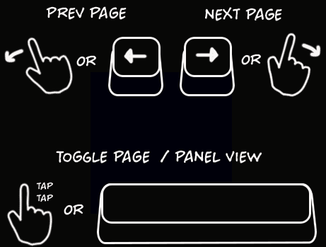 viewer instructions: left arrow or swipe left for previous page, right arrow or swipe right for next page.  Space bar or double-tap to toggle panel / page view